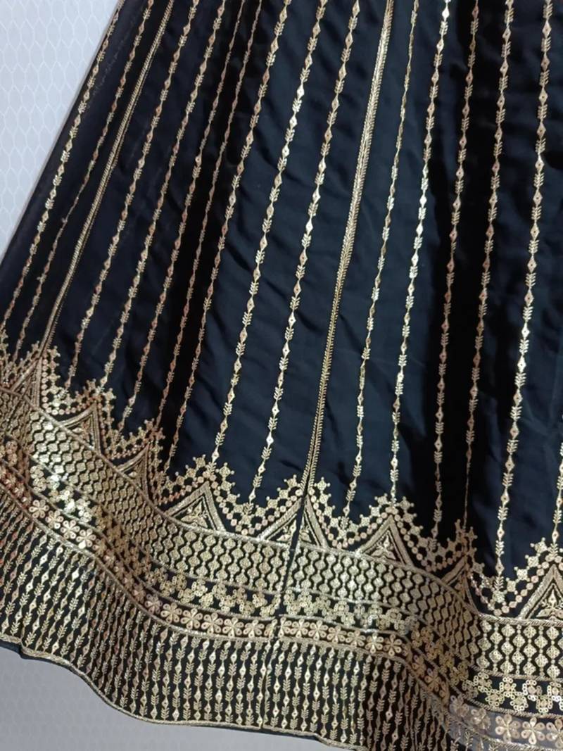 Black Sequin Embroidery Georgette Lehenga set with choli and dupatta