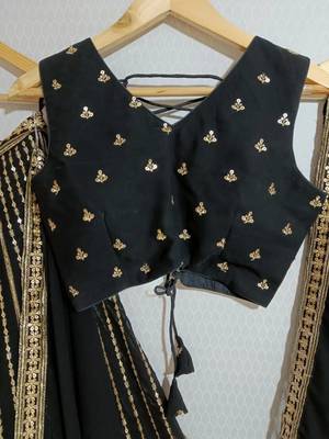 Black Sequin Embroidery Georgette Lehenga set with choli and dupatta 8