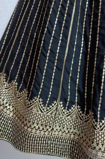 black sequin embroidery georgette lehenga choli with blouse