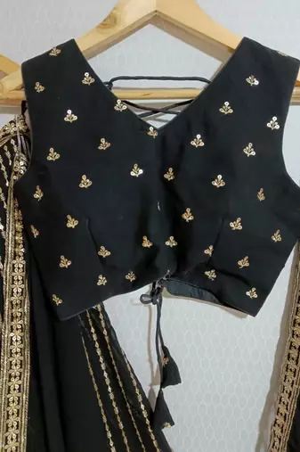 black sequin embroidery georgette lehenga choli with blouse