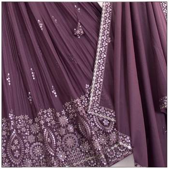 wine embroidered lehenga choli set with dupatta 7