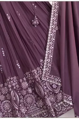 wine embroidered lehenga choli set with dupatta