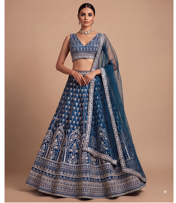 STUNNING NAVY ZARI SEQUin work GEORGETTE LEHENGA WITH BLOUSE 1