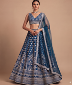 STUNNING NAVY ZARI SEQUin work GEORGETTE LEHENGA WITH BLOUSE