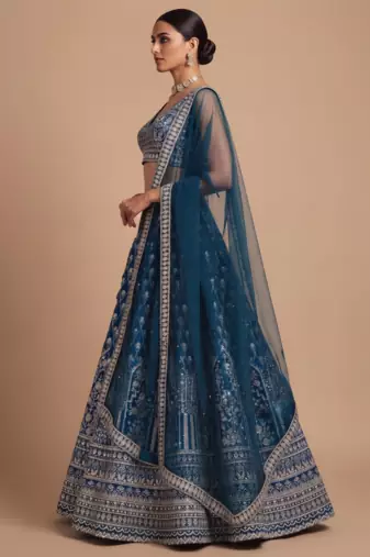 STUNNING NAVY ZARI SEQUin work GEORGETTE LEHENGA WITH BLOUSE