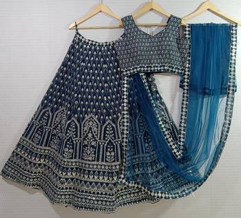 STUNNING NAVY ZARI SEQUin work GEORGETTE LEHENGA WITH BLOUSE 3
