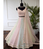 MULTICOLOR THREAD and SEQUin work GEORGETTE LEHENGA CHOLI WITH BLOUSE