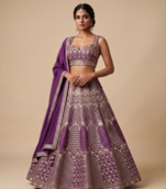 WINE EMBROIDERED GEORGETTE LEHENGA CHOLI WITH DUPATTA