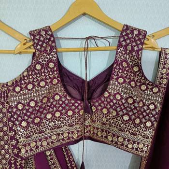 WINE EMBROIDERED GEORGETTE LEHENGA CHOLI WITH DUPATTA 3
