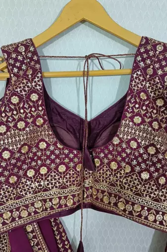 WINE EMBROIDERED GEORGETTE LEHENGA CHOLI WITH DUPATTA