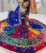 Multi Embroidery Thread sequin And real mirror work Faux Georgette Lehenga Choli Set