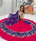 Rani Pink Embroidery Thread sequin and Mirror Work Silk Blend Lehenga Choli Set
