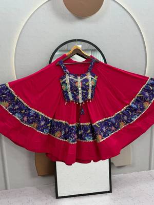 Rani Pink Embroidery Thread sequin and Mirror Work Silk Blend Lehenga Choli Set 3