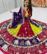 Multi Embroidery Thread sequin mirror work Fuax Georgette Lehenga Choli Set