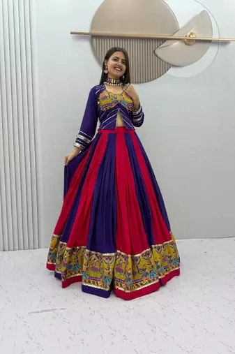Multi Mirror position print Work Rayon Lehenga Choli set