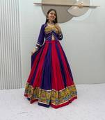 Multi Mirror position print Work Rayon Lehenga Choli set