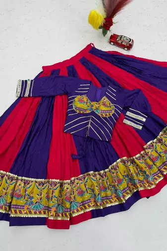 Multi Mirror position print Work Rayon Lehenga Choli set