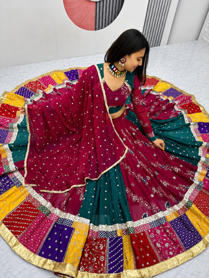 Women’s Designer Chaniya Choli For Navratri – Fox Georgette Heavy Thread Sequence Work With Dupatta 2