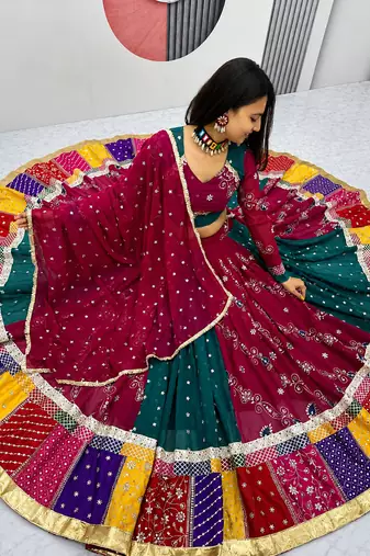 Women’s Designer Chaniya Choli For Navratri – Fox Georgette Heavy Thread Sequence Work With Dupatta