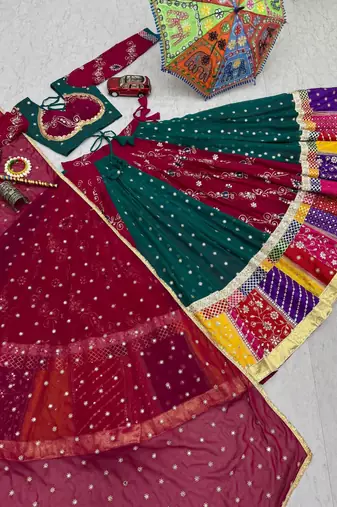 Women’s Designer Chaniya Choli For Navratri – Fox Georgette Heavy Thread Sequence Work With Dupatta