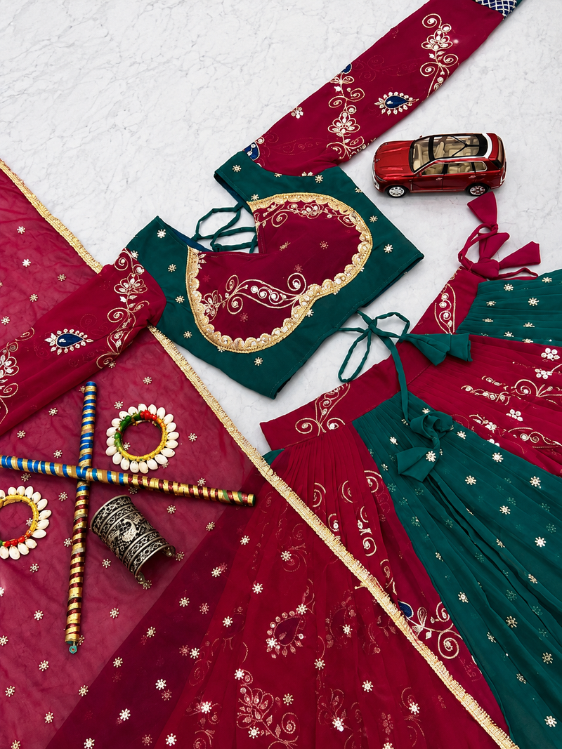 Women’s Designer Chaniya Choli For Navratri – Fox Georgette Heavy Thread Sequence Work With Dupatta