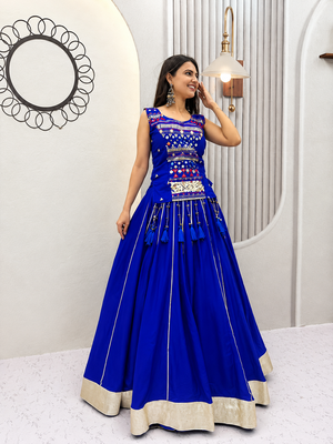 Women’s Chaniya Choli For Navratri – Pure Cotton Mirror Hand Work & Ribbon Work With 6 Meter Lehenga 2