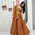 Orange Embroidery sequin Work Silk Blend Lehenga Choli Set