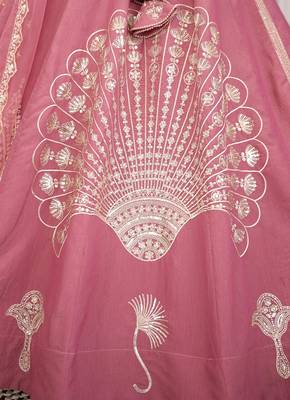 Dusty Rose Dhurandhar Silk Embroidered Lehenga Choli For wedding 4