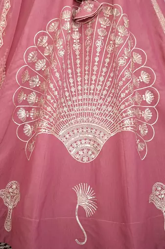 Dusty Rose Dhurandhar Silk Embroidered Lehenga Choli For wedding