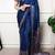 Traditional ajrakh printed border satin silk saree for women