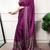 Traditional ajrakh printed border satin silk saree for women