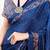Traditional ajrakh printed border satin silk saree for women