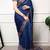 Traditional ajrakh printed border satin silk saree for women