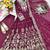 wine color embroidery sequin work faux georgette gown set