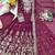 wine color embroidery sequin work faux georgette gown set