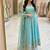 sky blue color embroidery sequin work silk blend gown set