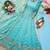 sky blue color embroidery sequin work silk blend gown set