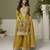Yellow chinon readymade plazzo suit with embroidery work
