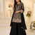 Black chinon readymade plazzo suit with embroidery work