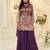 Purple chinon readymade plazzo suit with embroidery work
