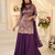 Purple chinon readymade plazzo suit with embroidery work