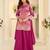 Magenta chinon readymade plazzo suit with embroidery work