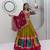 Olive Embroidery Thread sequin and Lace Work Cotton Lehenga Choli Set