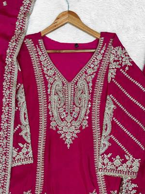 Rani chinon readymade plazzo suit with embroidery sequence work 2
