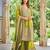 Olive chinon readymade plazzo suit with embroidery sequence work