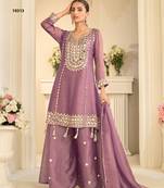 Lavender simmar silk readymade plazzo suit with embroidery & mirror work