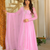 baby pink color embroidery sequin work faux georgette gown set