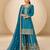 Blue chinon readymade plazzo suit with embroidery sequence work