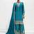 Blue chinon readymade plazzo suit with embroidery sequence work