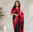 black color zari weaves motifs in border and contrast pallu and designer chaap border silk blend saree